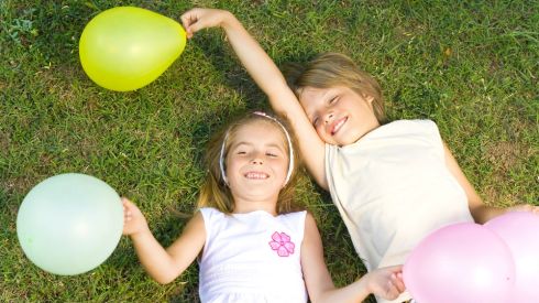 friends with balloons